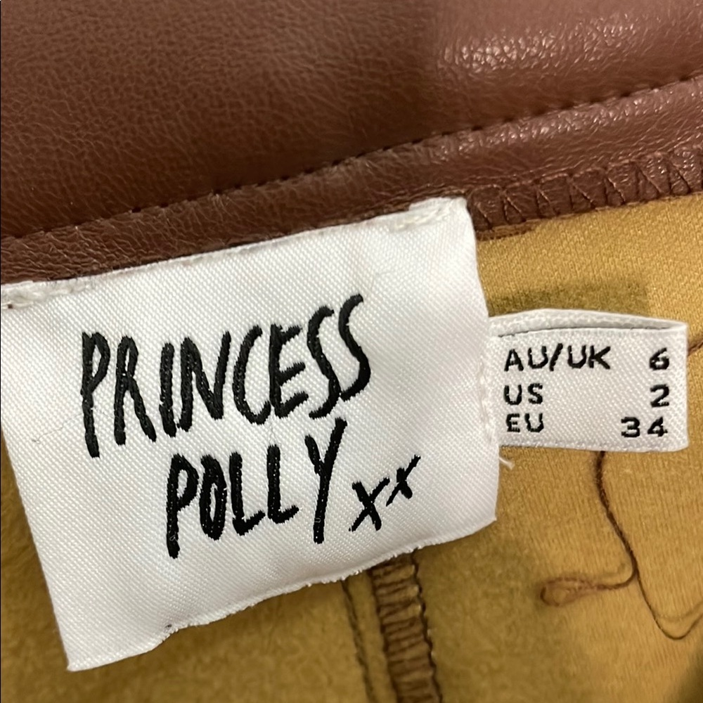 Princess Polly Tan Faux Leather Pants - Picture 2 of 4